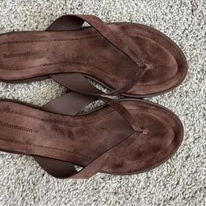 Reformation Chocolate Brown Suede Sandals